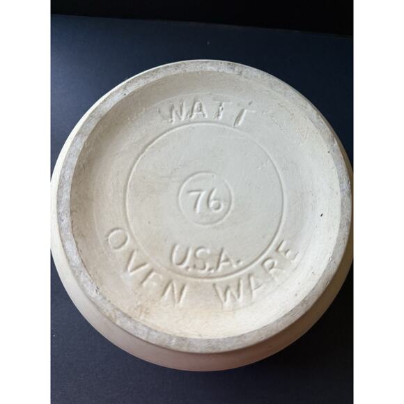 Vintage Watt Oven Ware Pottery Lidded Bisque Beige Chili Bean Crock Pot Cottage - Picture 4 of 8